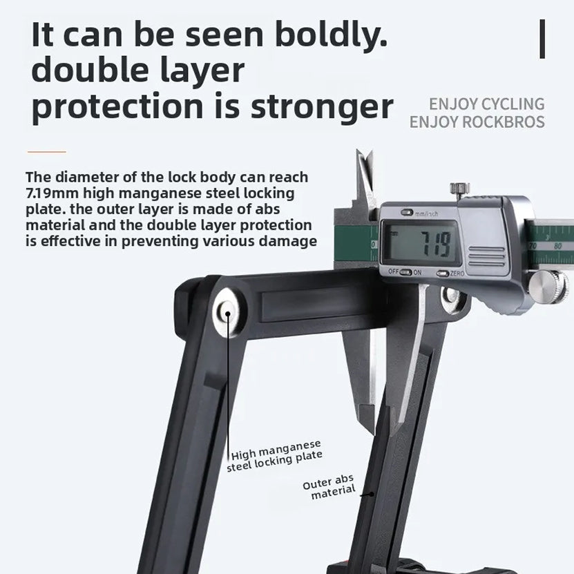 BikeKiLox Foldable Bike Lock - High-Manganese Steel Anti-Theft Protection