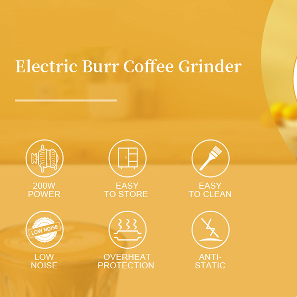 GrixFeni Precision Burr Coffee Grinder – 28 Settings & Anti-Static