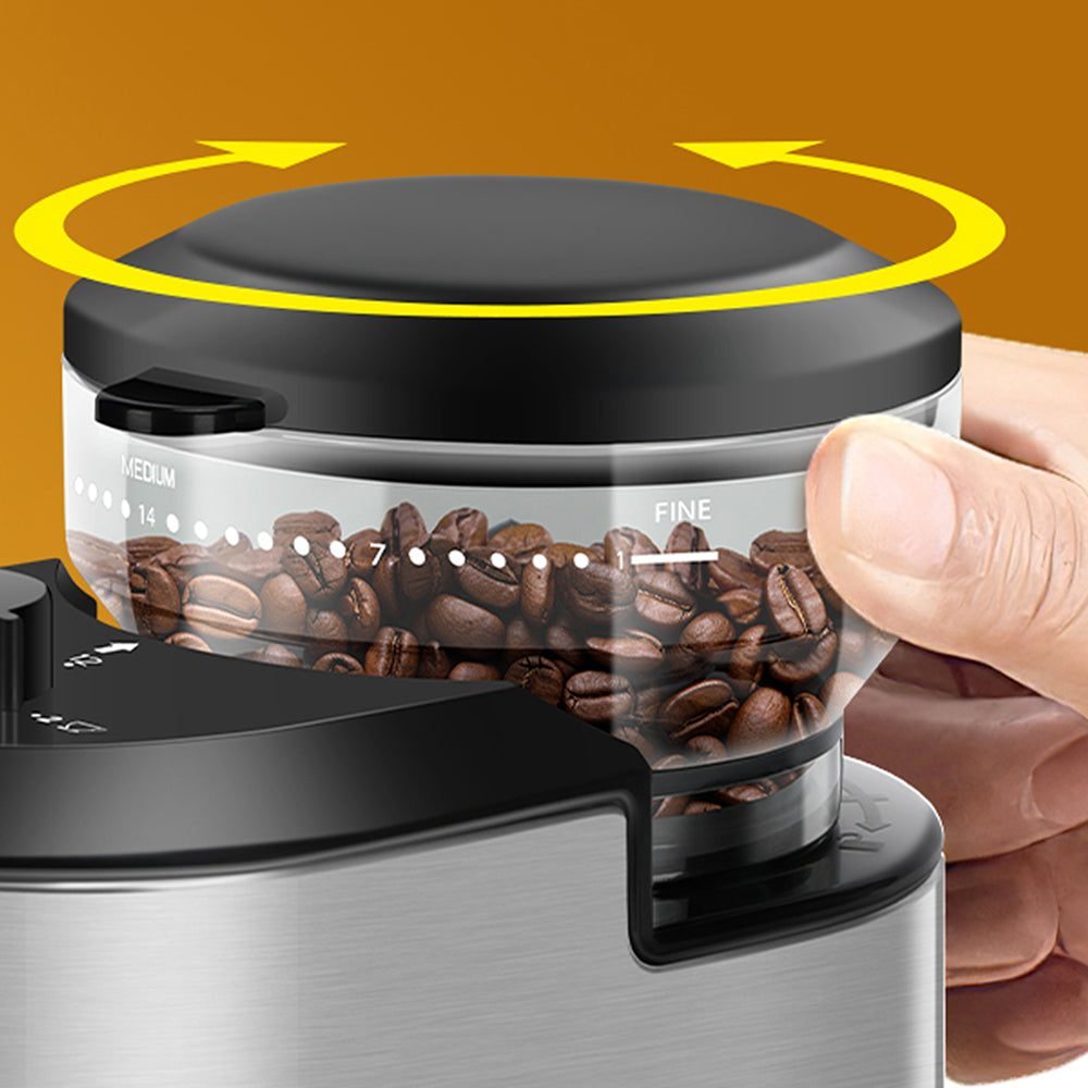 GrixFeni Precision Burr Coffee Grinder – 28 Settings & Anti-Static