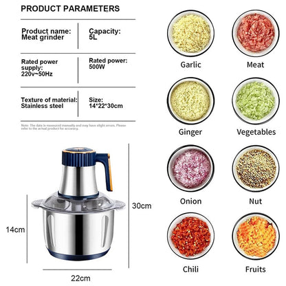 GrixMici Electric Meat Grinder – 2500W Peak Power, Stainless Steel Blades & 3 Grinding Plates