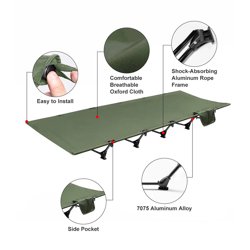 HaciVelas 7075 Aluminum Heavy-Duty Camping Cot