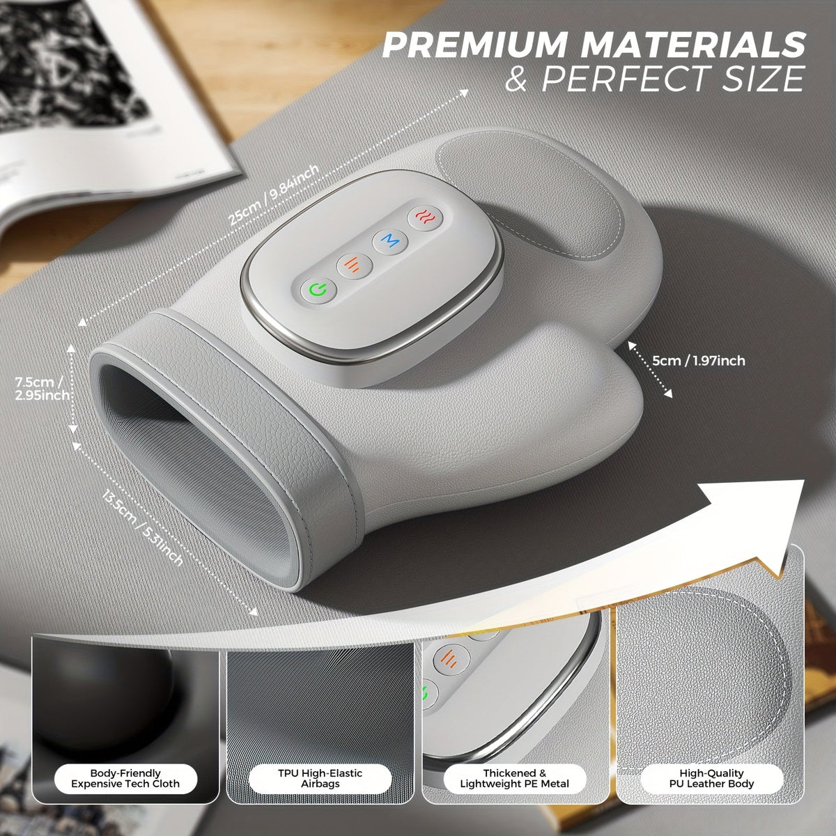 HanLisso Cordless Hand Massager with Heat and Compression