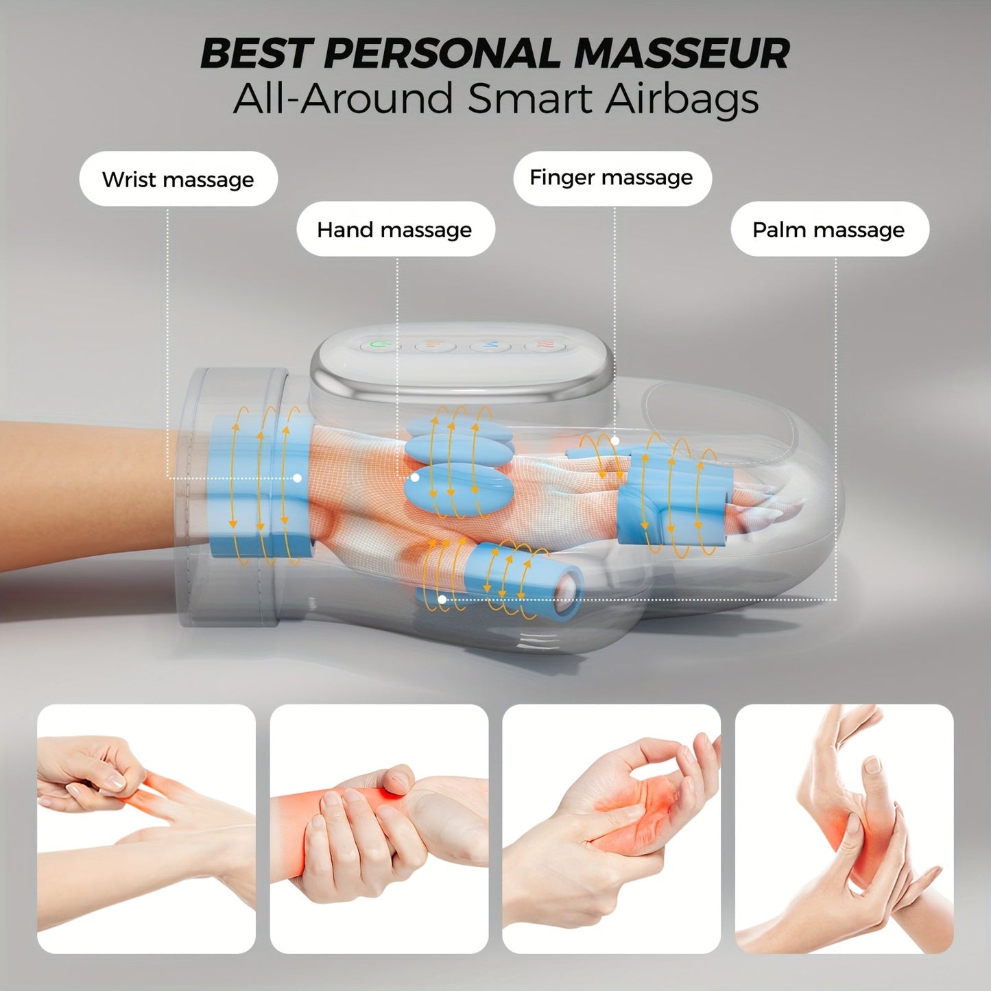 HanLisso Cordless Hand Massager with Heat and Compression