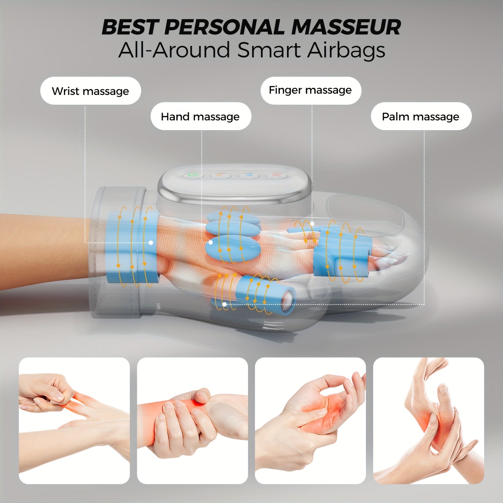 HanLisso Cordless Hand Massager with Heat and Compression