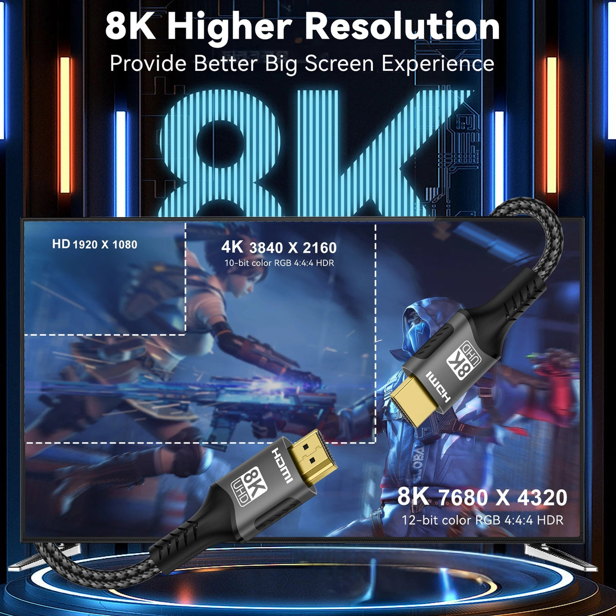 HimiBlixa HDMI 2.1 48Gbps 8K 60Hz 4K 120Hz Cable