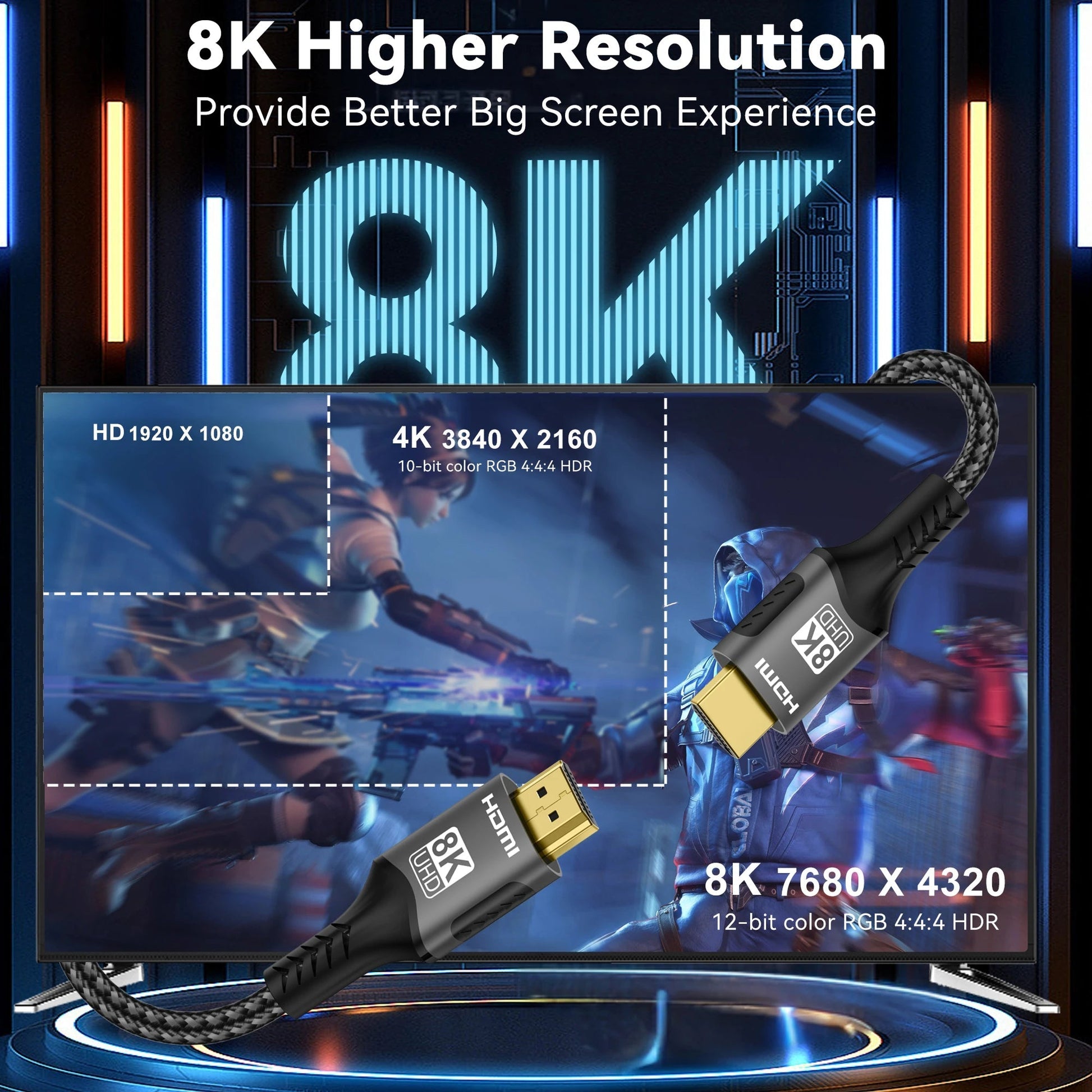 HimiBlixa HDMI 2.1 48Gbps 8K 60Hz 4K 120Hz Cable