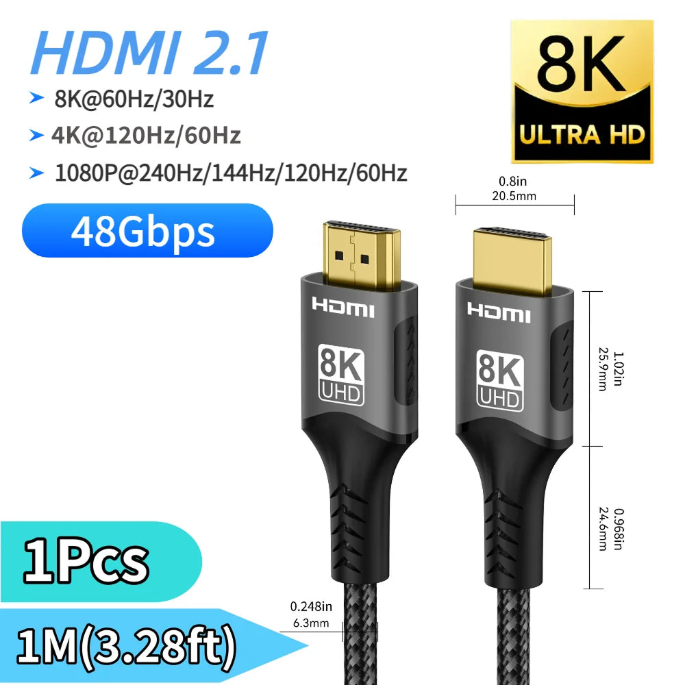 HimiBlixa HDMI 2.1 48Gbps 8K 60Hz 4K 120Hz Cable