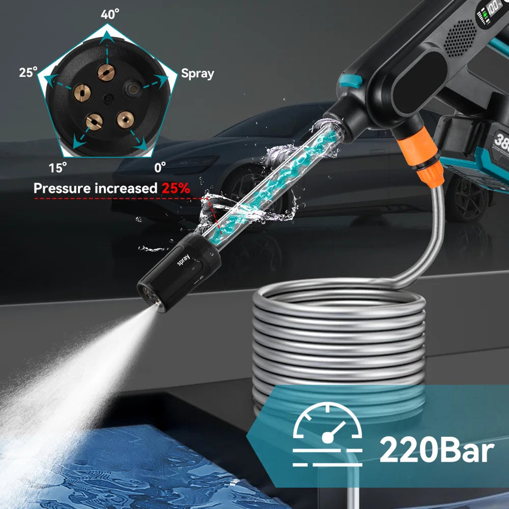 HistBeaz 3500W Cordless Pressure Washer - 220 Bar Portable Cleaning