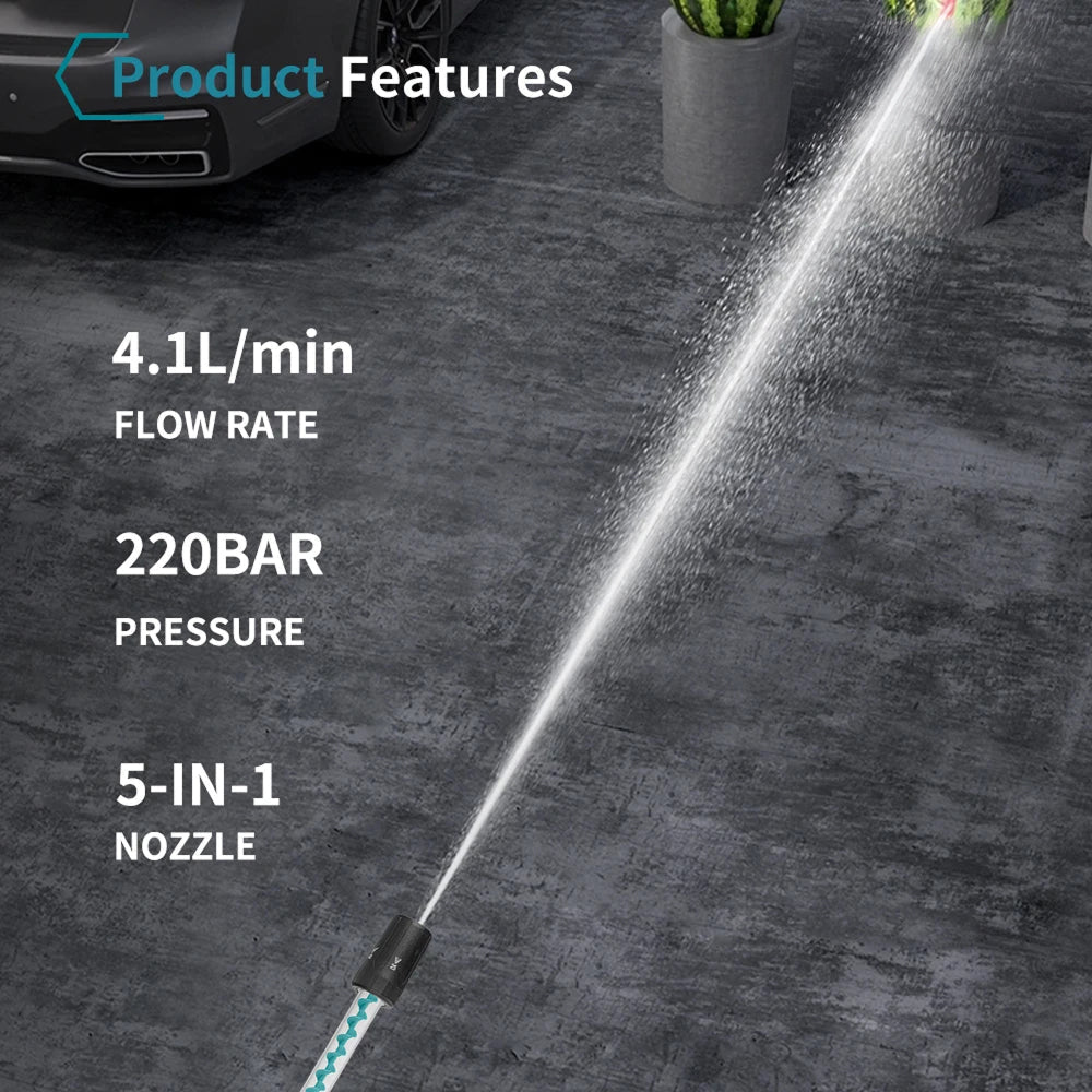 HistBeaz 3500W Cordless Pressure Washer - 220 Bar Portable Cleaning