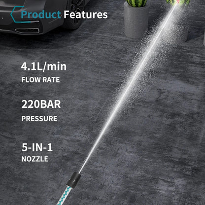 HistBeaz 3500W Cordless Pressure Washer - 220 Bar Portable Cleaning