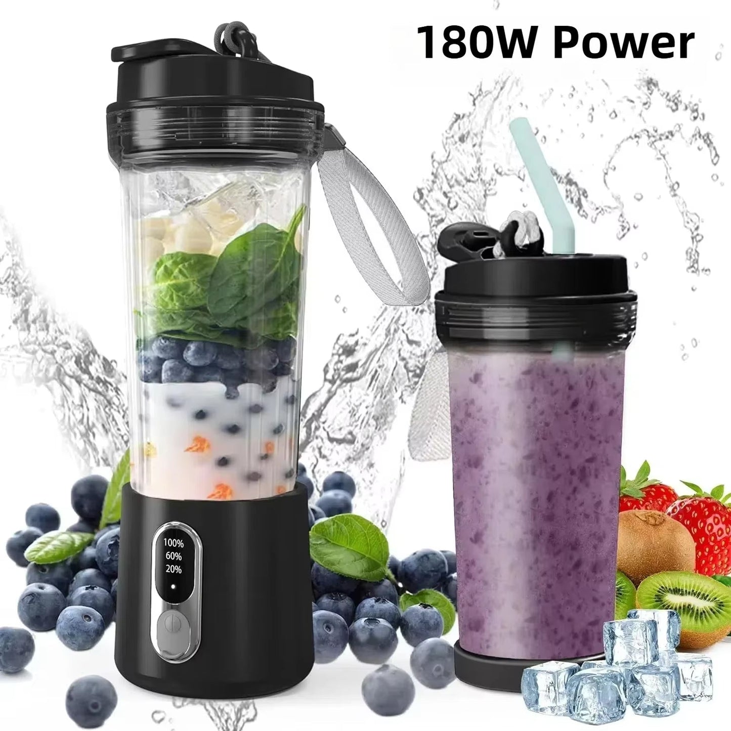 JucySpin 180W Portable Blender for Smoothies & Shakes