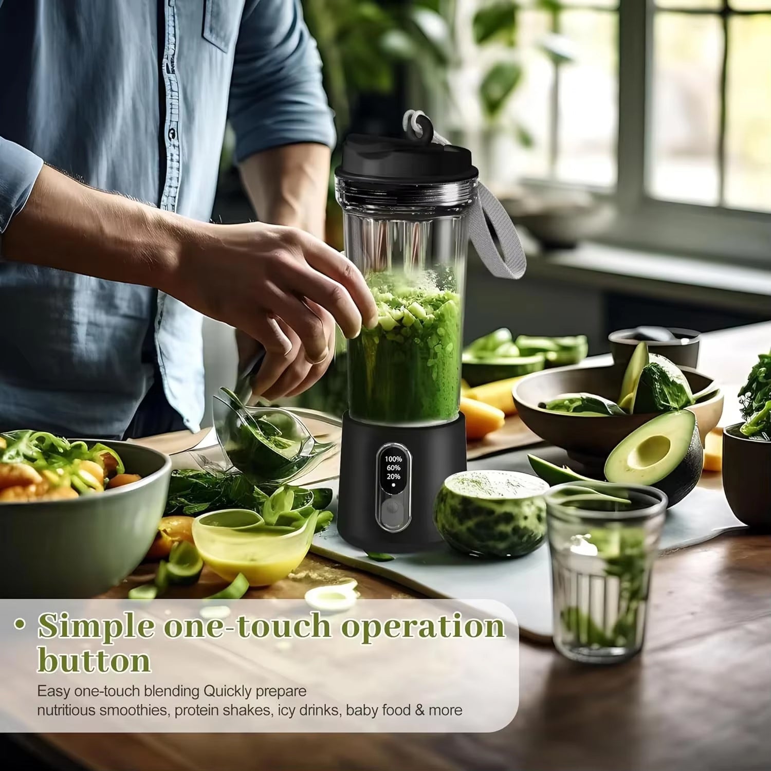 JucySpin 180W Portable Blender for Smoothies & Shakes