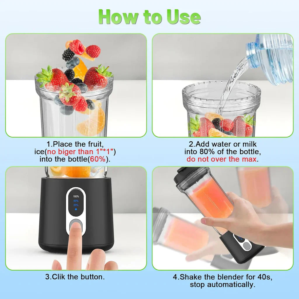 JucySpin 180W Portable Blender for Smoothies & Shakes