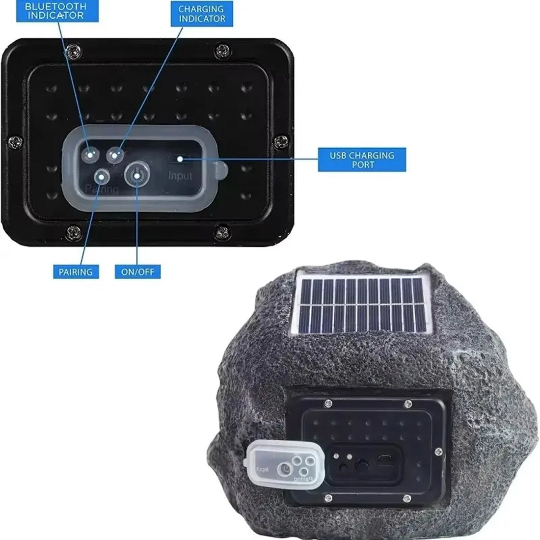 LarnClis Waterproof Rock Garden Speaker with Solar Charging