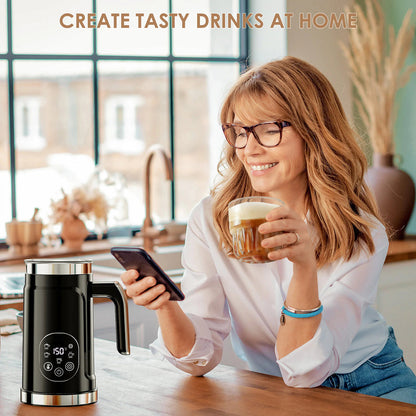 LicoBash Milk Frother with LED Display and 5 Drink Modes