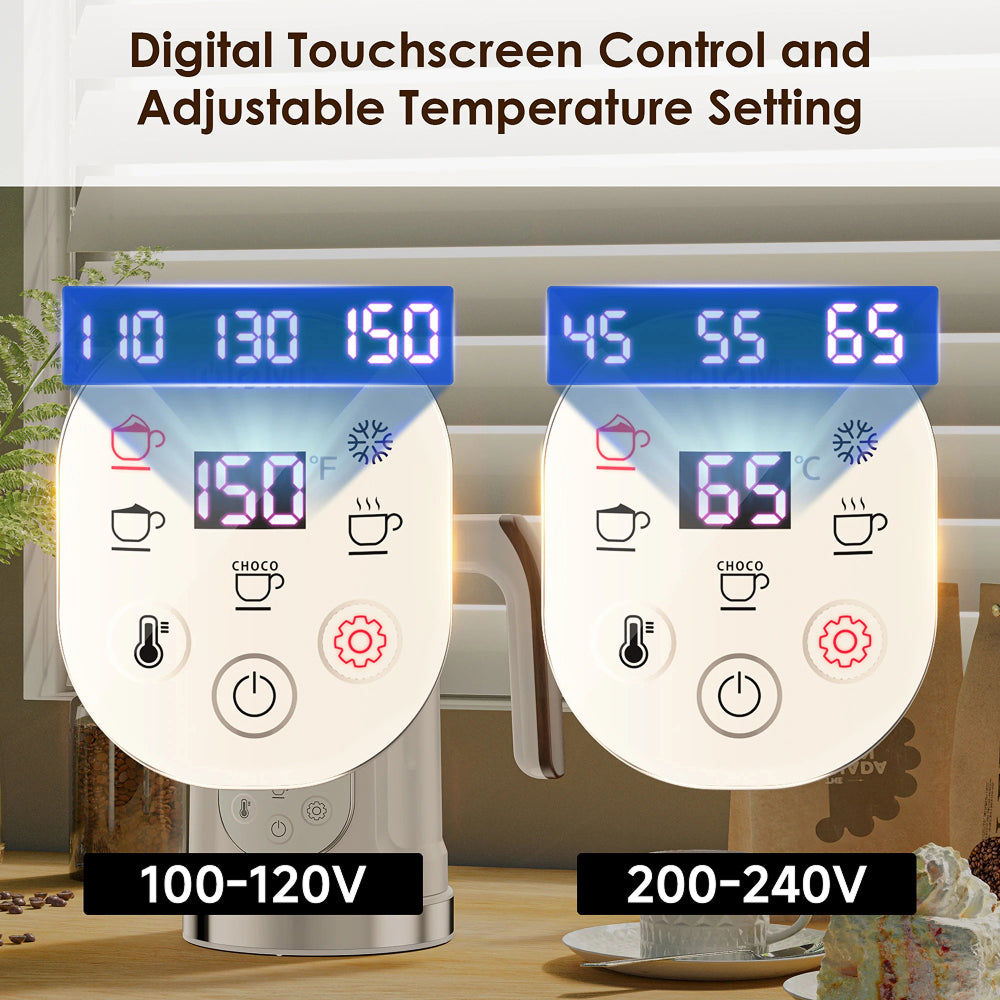 LicoBash Milk Frother with LED Display and 5 Drink Modes