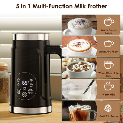LicoBash Milk Frother with LED Display and 5 Drink Modes