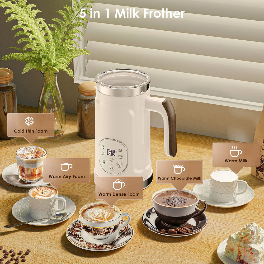 LicoBash Milk Frother with LED Display and 5 Drink Modes