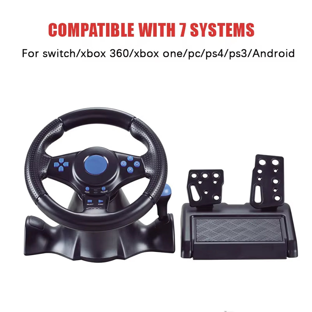 LiroSpio 7-in-1 Universal Gaming Steering Wheel with Linear Pedals