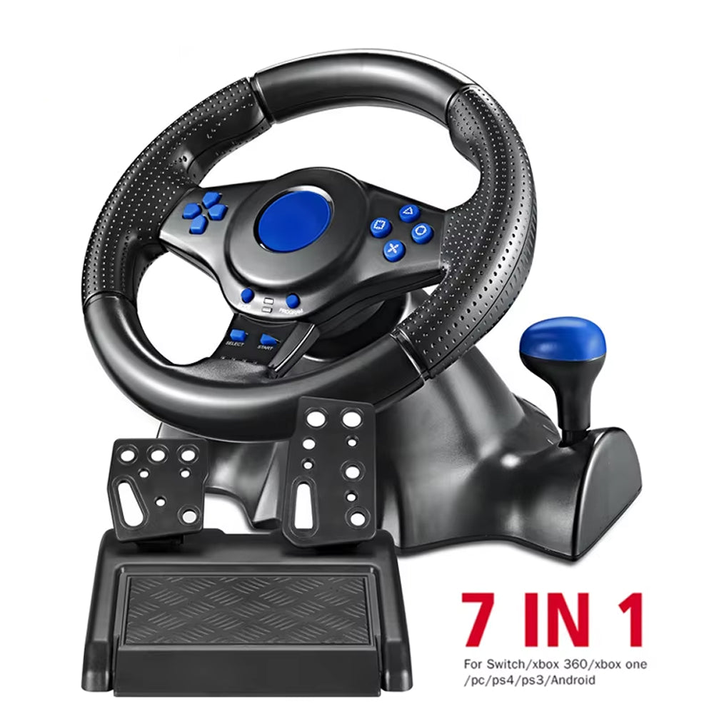 LiroSpio 7-in-1 Universal Gaming Steering Wheel with Linear Pedals
