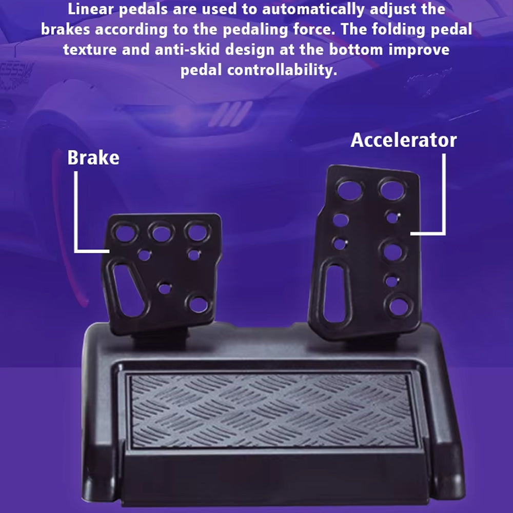 LiroSpio 7-in-1 Universal Gaming Steering Wheel with Linear Pedals