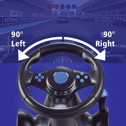 LiroSpio 7-in-1 Universal Gaming Steering Wheel with Linear Pedals