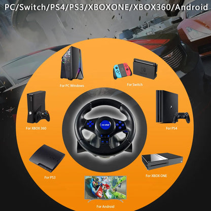 LiroSpio 7-in-1 Universal Gaming Steering Wheel with Linear Pedals