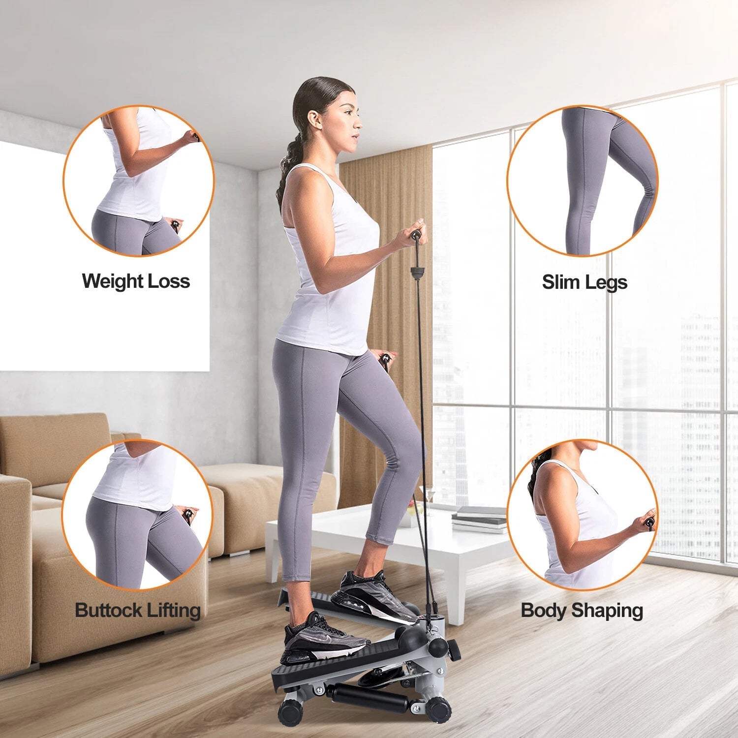 LitePreti Mini Stepper with Resistance Bands and LCD Monitor