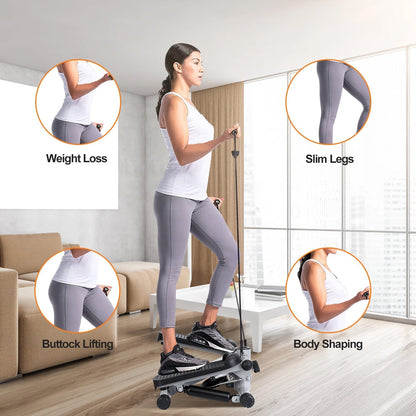 LitePreti Mini Stepper with Resistance Bands and LCD Monitor