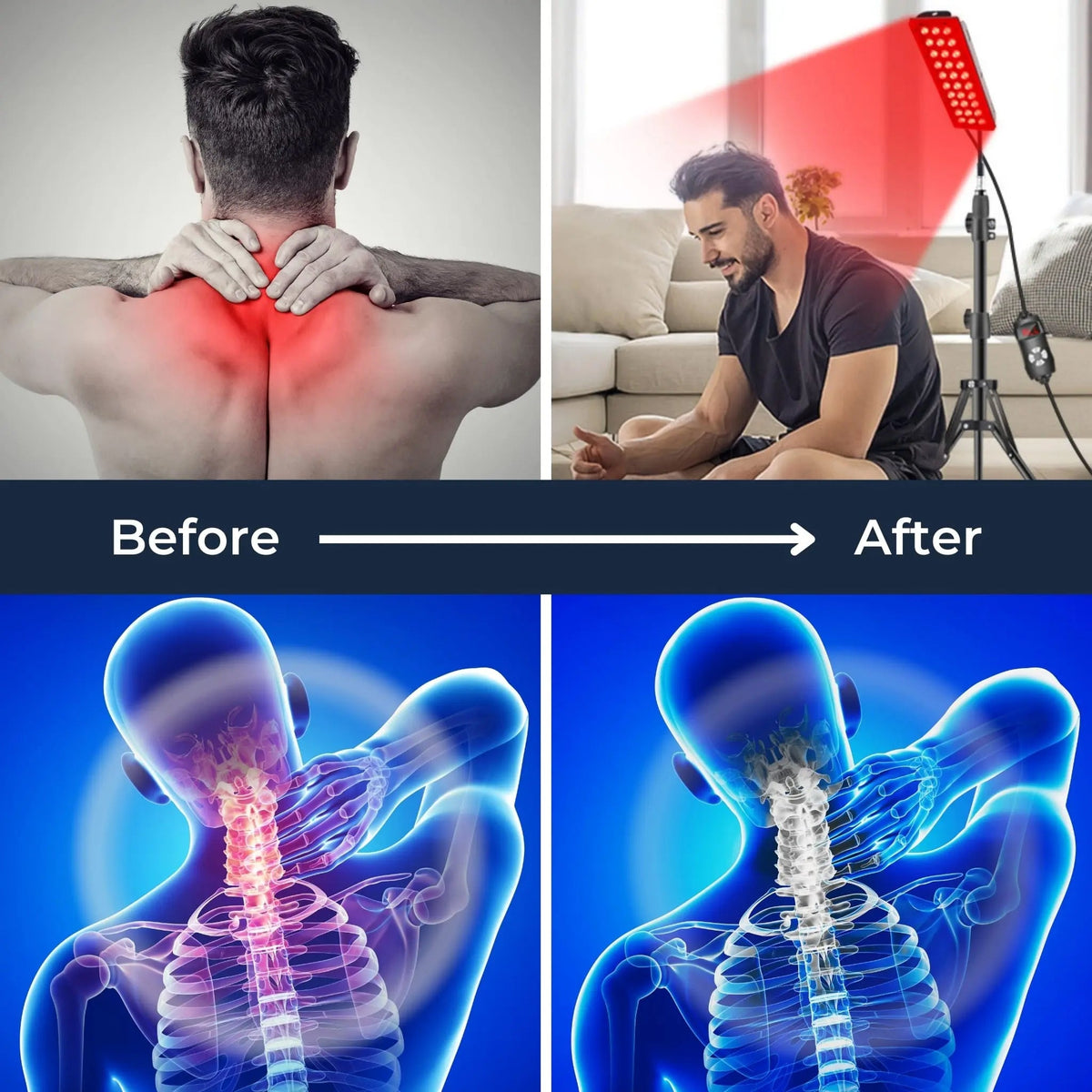 Lumorayvi Red Light Therapy Lamp with Stand Dual Wavelength Deep Tissue Relief