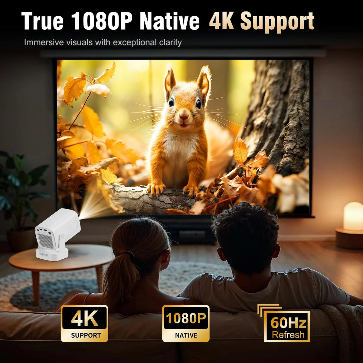 LuxovBeam Portable Outdoor Projector WiFi 6 Android 11
