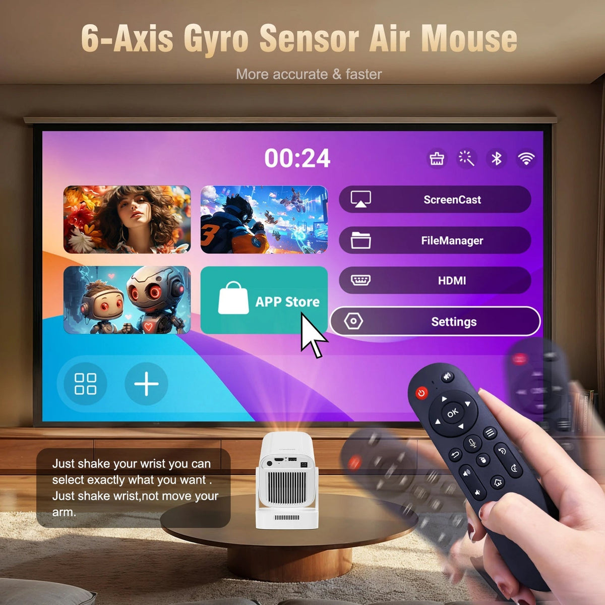 LuxovBeam Portable Outdoor Projector WiFi 6 Android 11