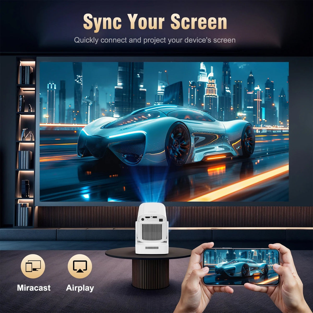 LuxovBeam Portable Outdoor Projector WiFi 6 Android 11