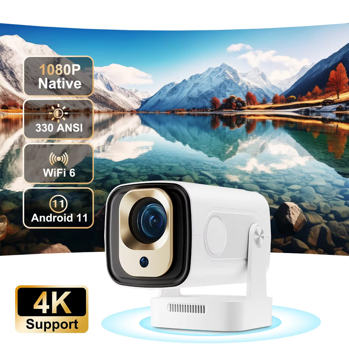 LuxovBeam Portable Outdoor Projector WiFi 6 Android 11
