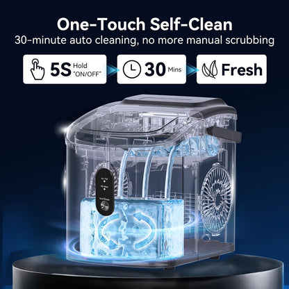 MakixIce Countertop Ice Maker – 26lbs Daily Yield, 6-Min Fast Ice Machine with Self-Cleaning