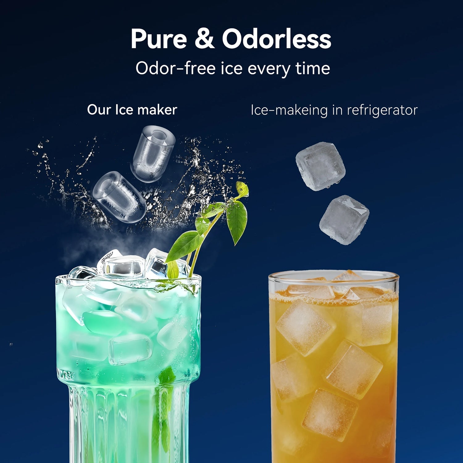 MakixIce Countertop Ice Maker – 26lbs Daily Yield, 6-Min Fast Ice Machine with Self-Cleaning