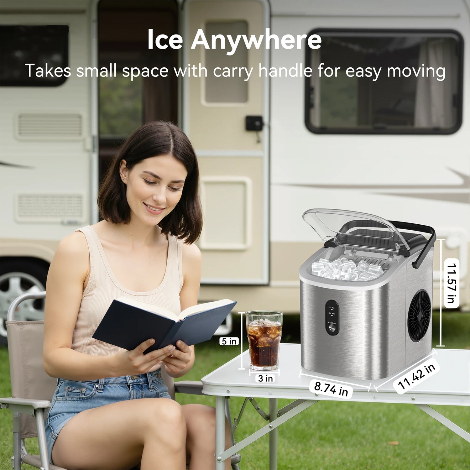MakixIce Countertop Ice Maker – 26lbs Daily Yield, 6-Min Fast Ice Machine with Self-Cleaning