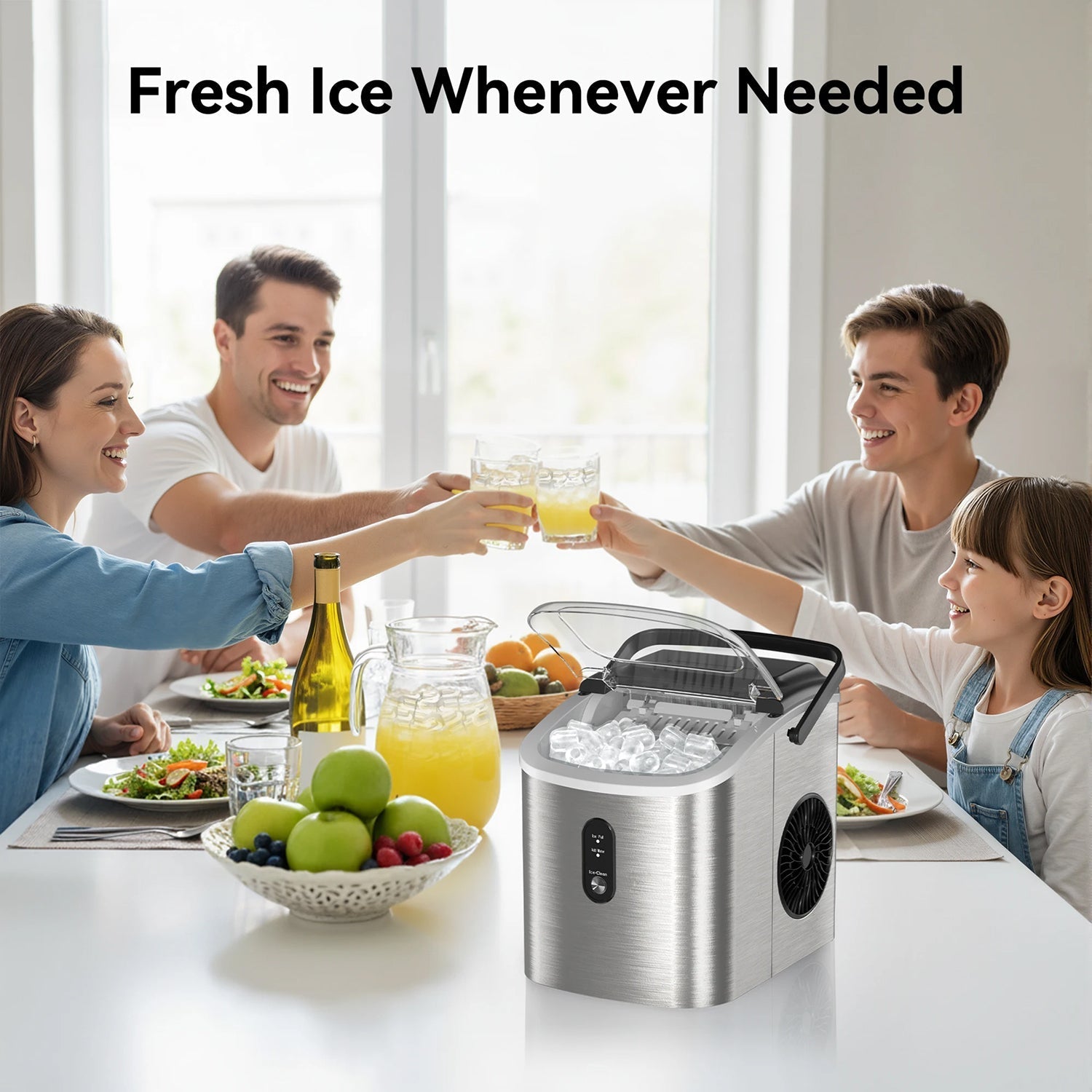 MakixIce Countertop Ice Maker – 26lbs Daily Yield, 6-Min Fast Ice Machine with Self-Cleaning