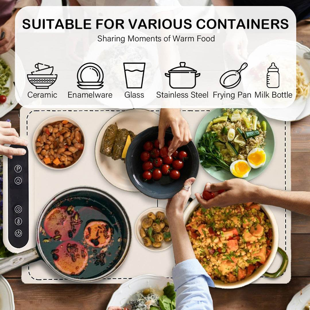 MealCobi Electric Food Warmer Mat with 6 Temp Settings & 24H Timer