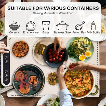 MealCobi Electric Food Warmer Mat with 6 Temp Settings & 24H Timer