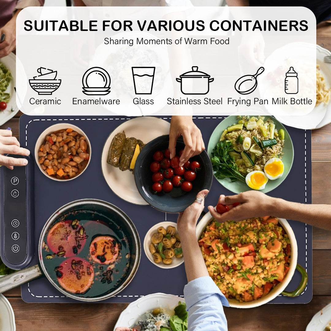 MealCobi Electric Food Warmer Mat with 6 Temp Settings & 24H Timer