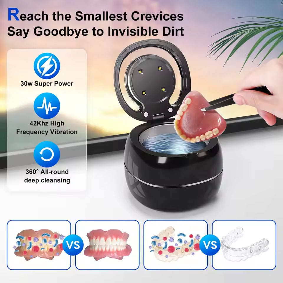 Professional 42,000Hz Ultrasonic Dental Cleaner for Retainers & Jewellery
