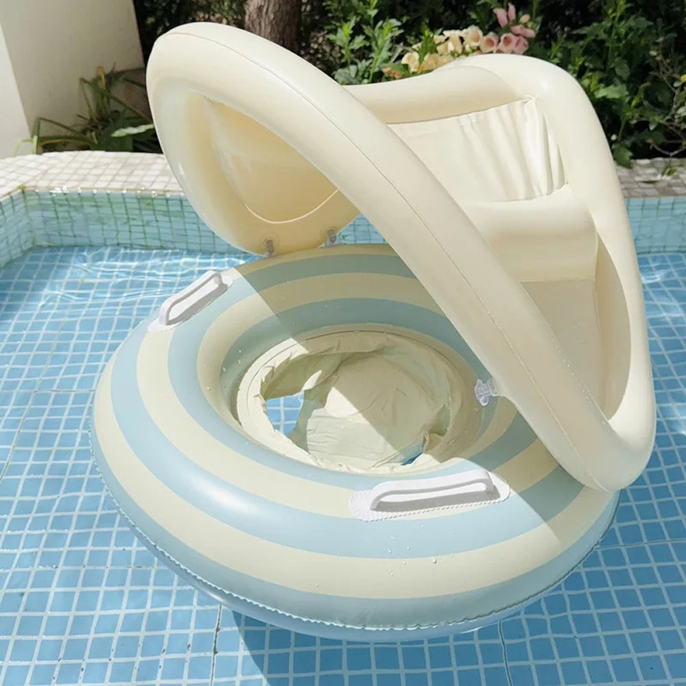 MofisCox Smart Baby Swimming Float with Sun Canopy & Anti-Flip Seat