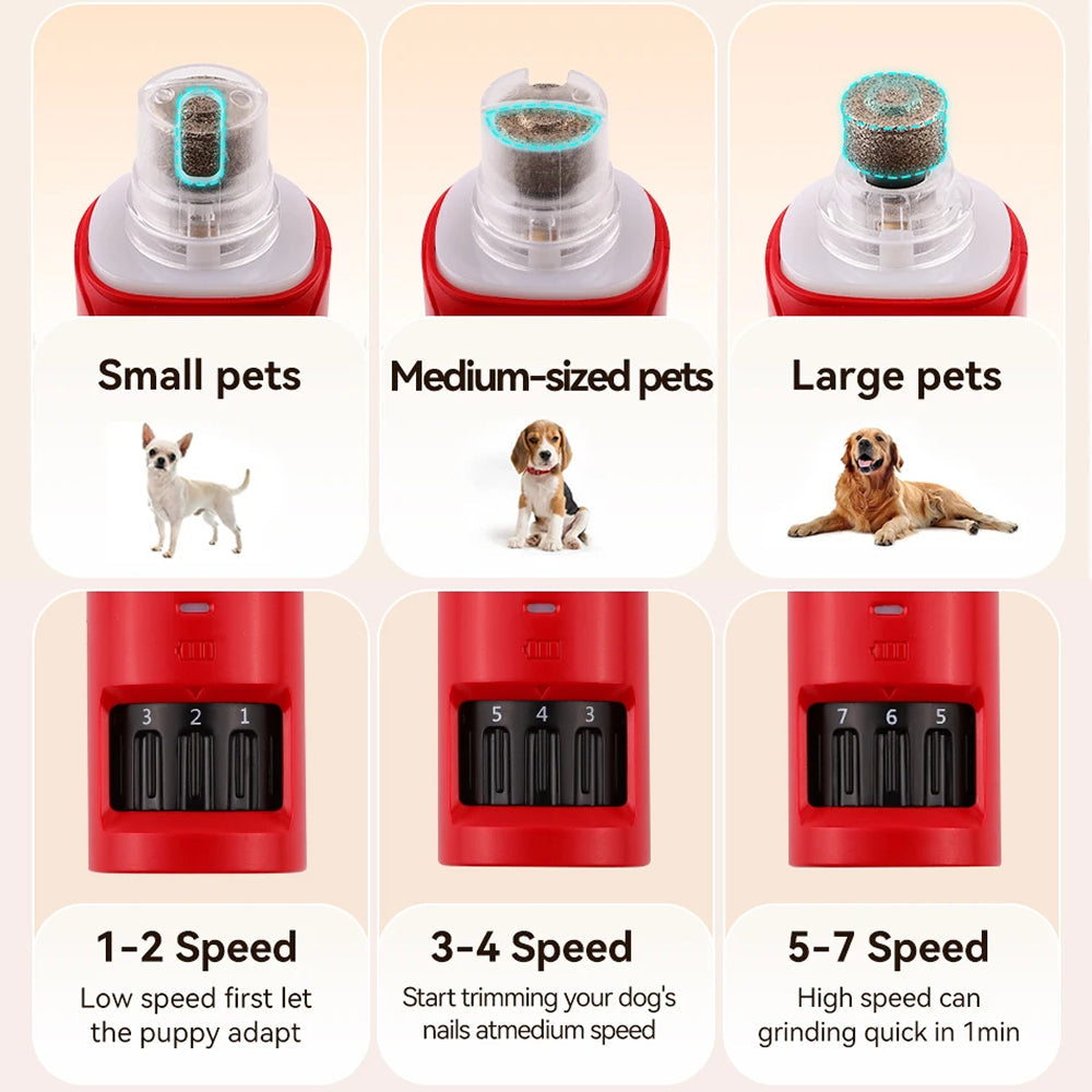NaxiGriva 7-Speed Dog Nail Grinder with 3-Gear LED Light