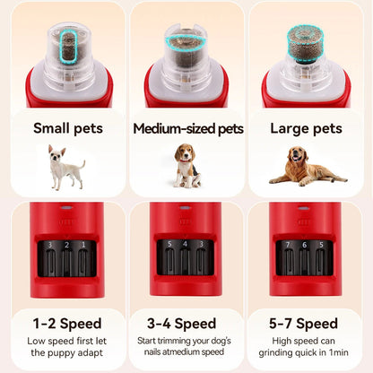 NaxiGriva 7-Speed Dog Nail Grinder with 3-Gear LED Light