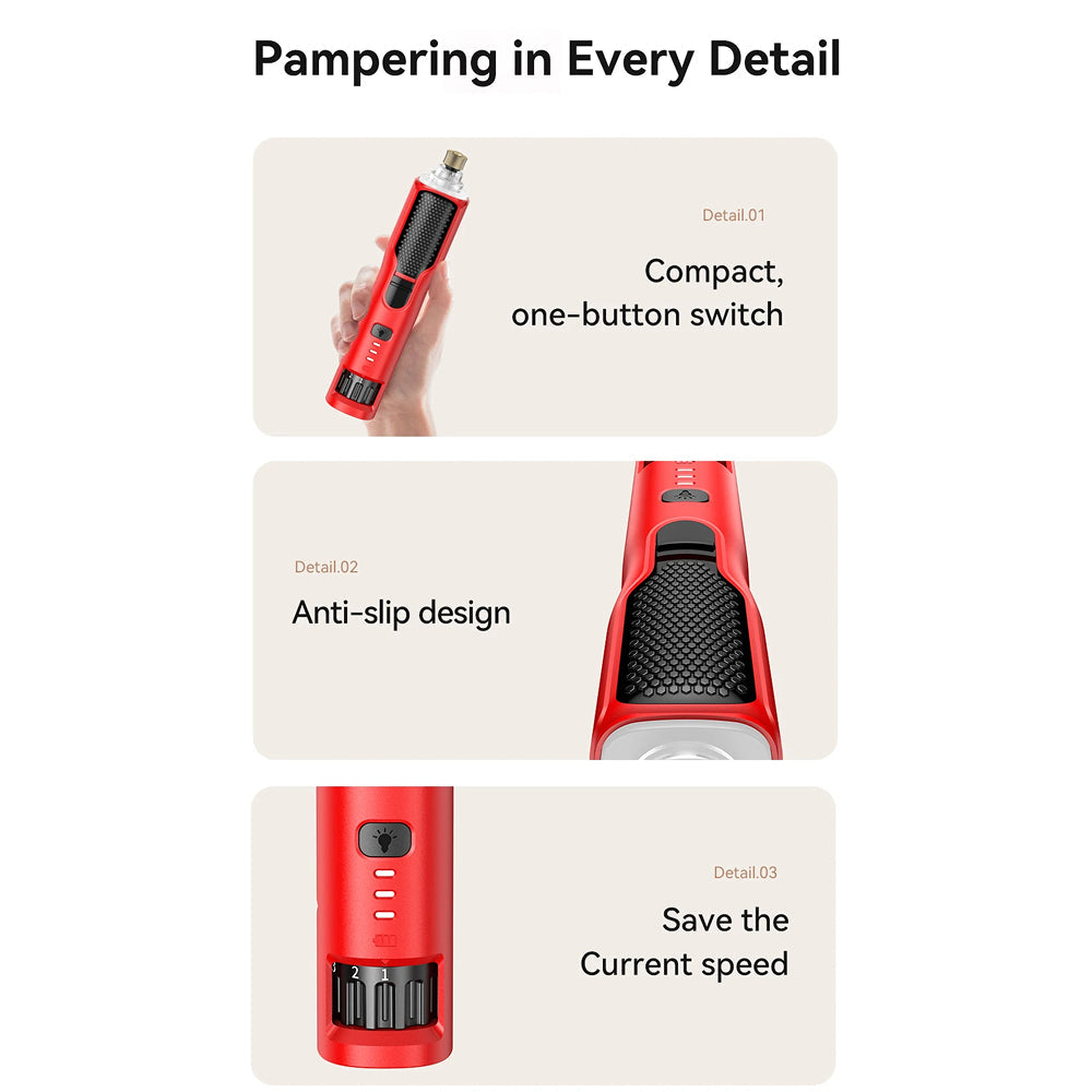 NaxiGriva 7-Speed Dog Nail Grinder with 3-Gear LED Light