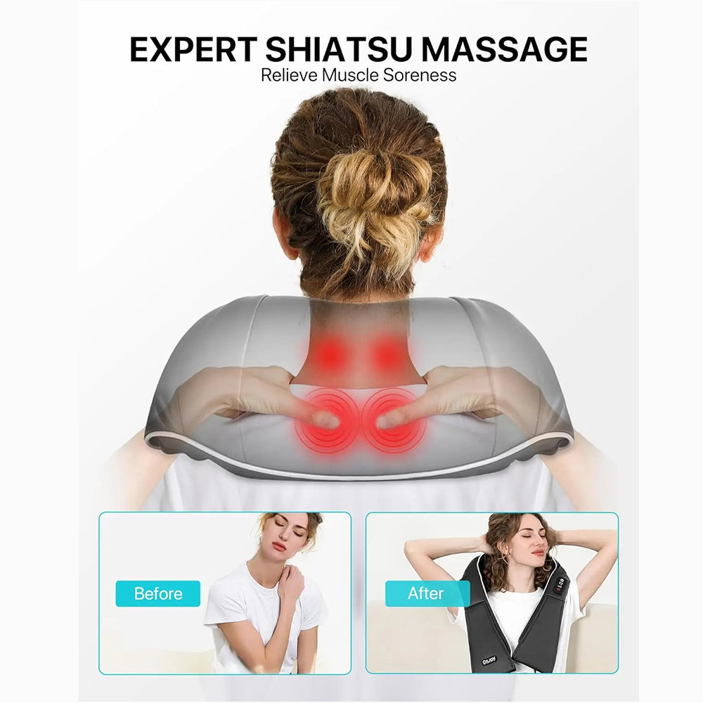 NekiMaxiv Deep Tissue Shiatsu Neck and Shoulder Massager with Heat