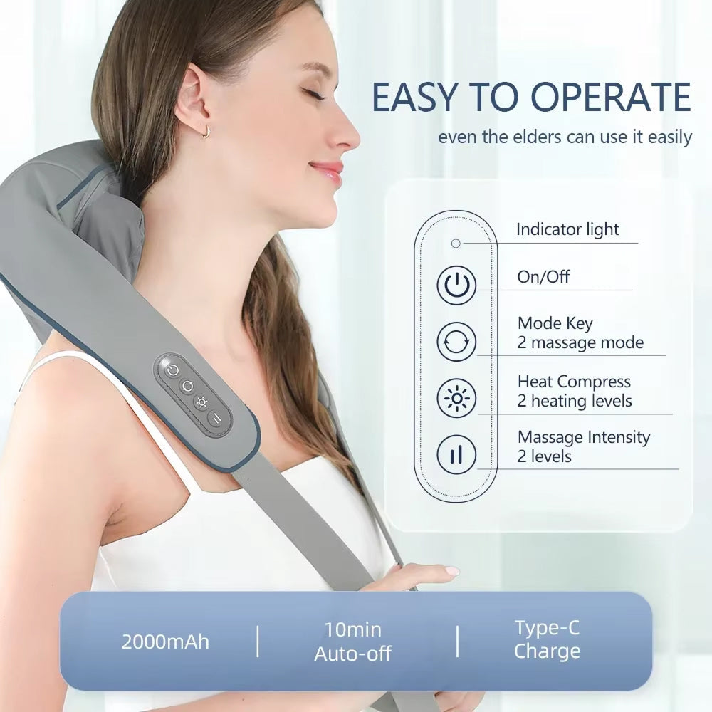 NuroSeri 6D Shiatsu Neck and Shoulder Massager with Heat Therapy