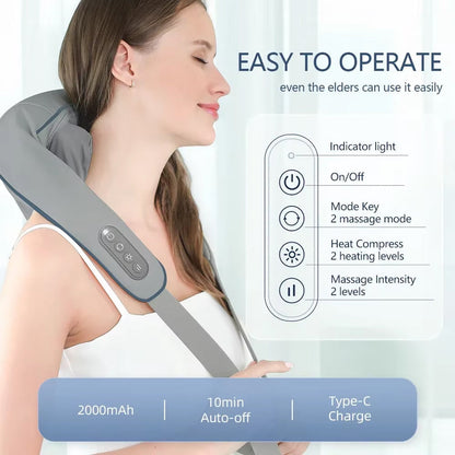 NuroSeri 6D Shiatsu Neck and Shoulder Massager with Heat Therapy