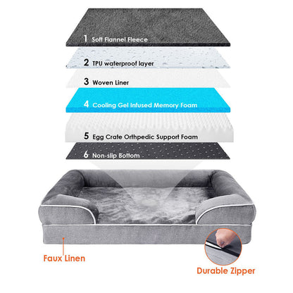 PawComfi Orthopedic Memory Foam Bed – Joint Support, Waterproof Liner & Machine Washable Cover